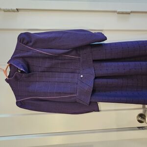 Vintage Purple Plaid Blazer & Skirt Set
